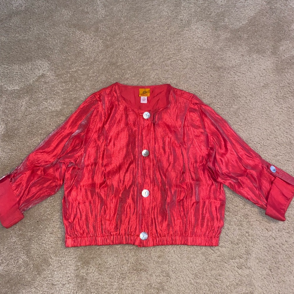 🌺Ruby Rd. Shimmering Cropped Jacket/ Top🌺 - Picture 5 of 9